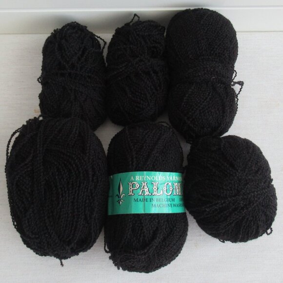 Lot of 5 Skeins VTG Reynolds Kitten Yarn, Acrylic Paloma II Black from Belgium - Picture 1 of 12
